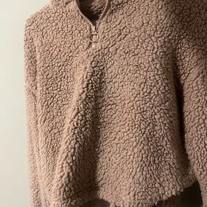 Fashion Nova Plush Teddy Jacket in Beige